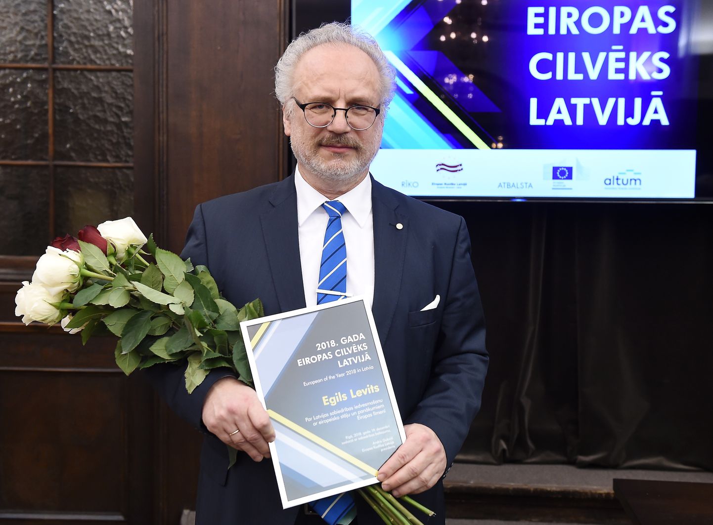 Titula "Gada Eiropas cilvēks Latvijā" ieguvējs, Eiropas Savienības Tiesas tiesnesis Egils Levits piedalās "Gada Eiropas cilvēks Latvijā" apbalvošanas ceremonijā attīstības finanšu institūcijas "Altum" zālē.