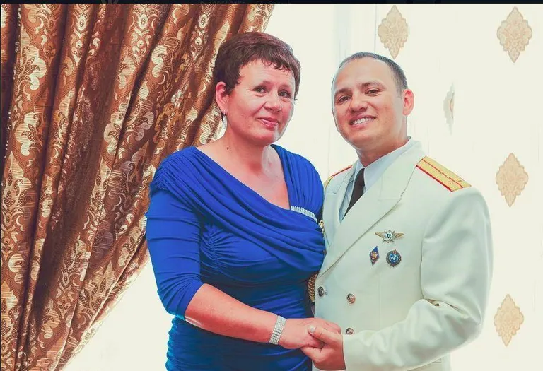 Artyom Haneyev with his mother in May 2013.