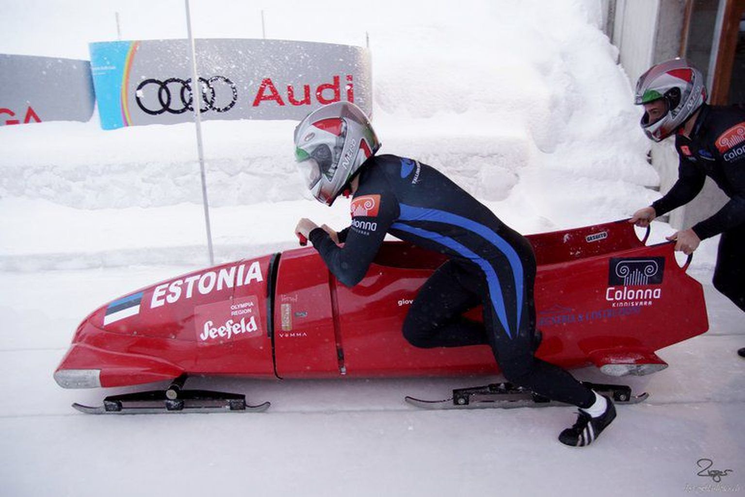 Eesti bobimehed St. Moritzis võistlustules.