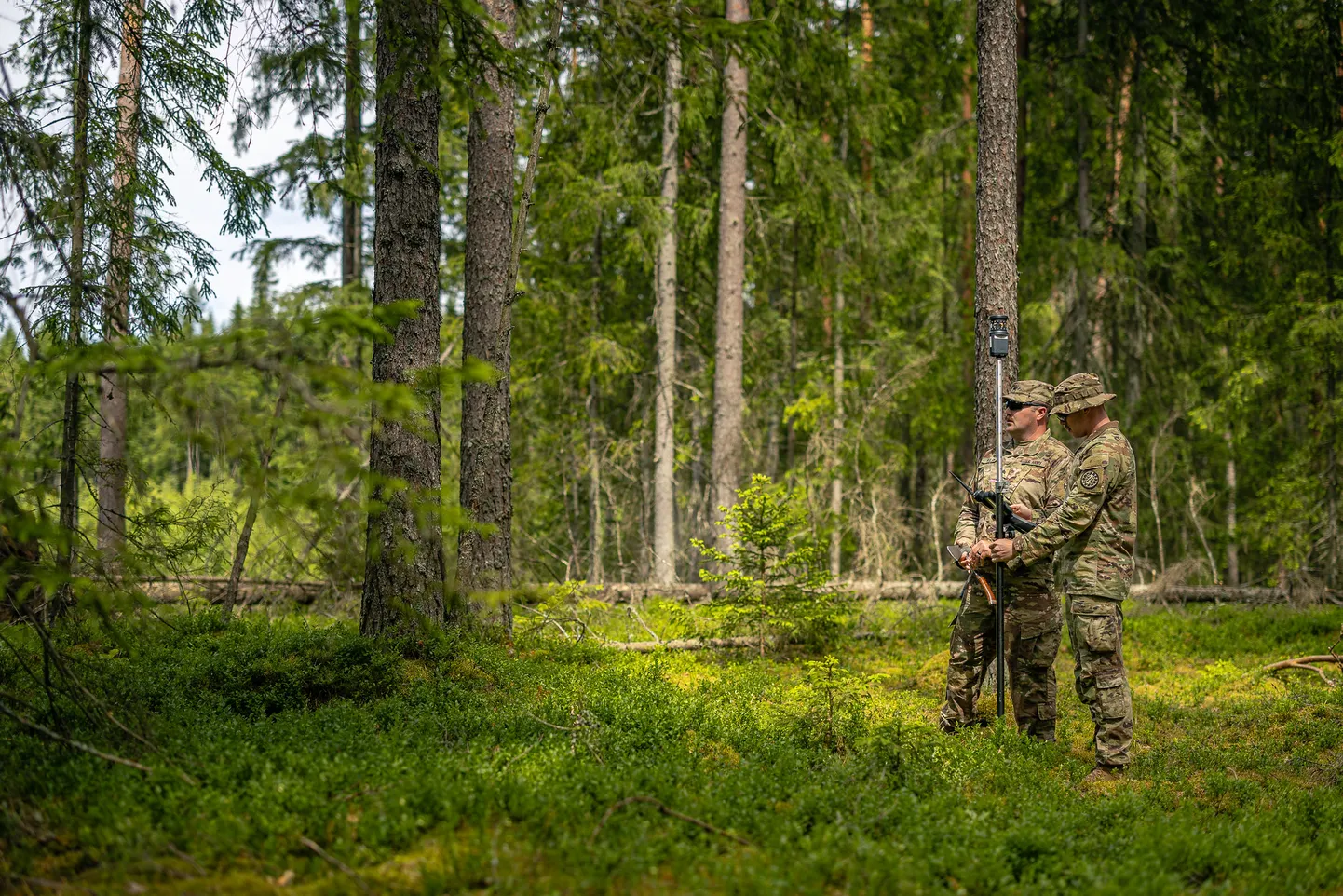 ASV Mičiganas Nacionālās gvardes karavīri, kuru vidū ir militārie inženieri, kuri Latvijā piedalās Sēlijas poligona apsekošanā