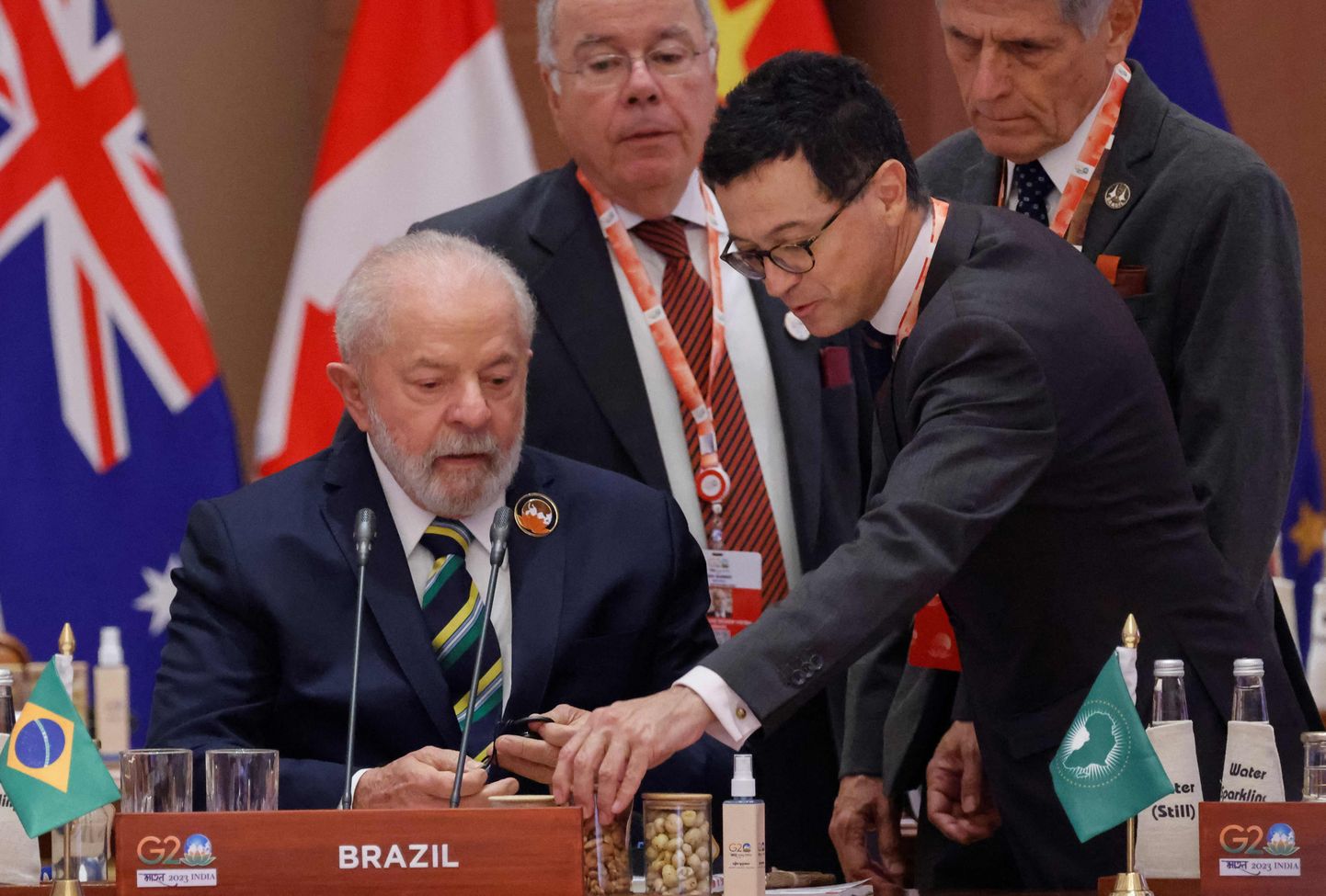 Brazīlijas prezidents Luiss Inasiu Lula da Silva G20 sanāksmē Indijā