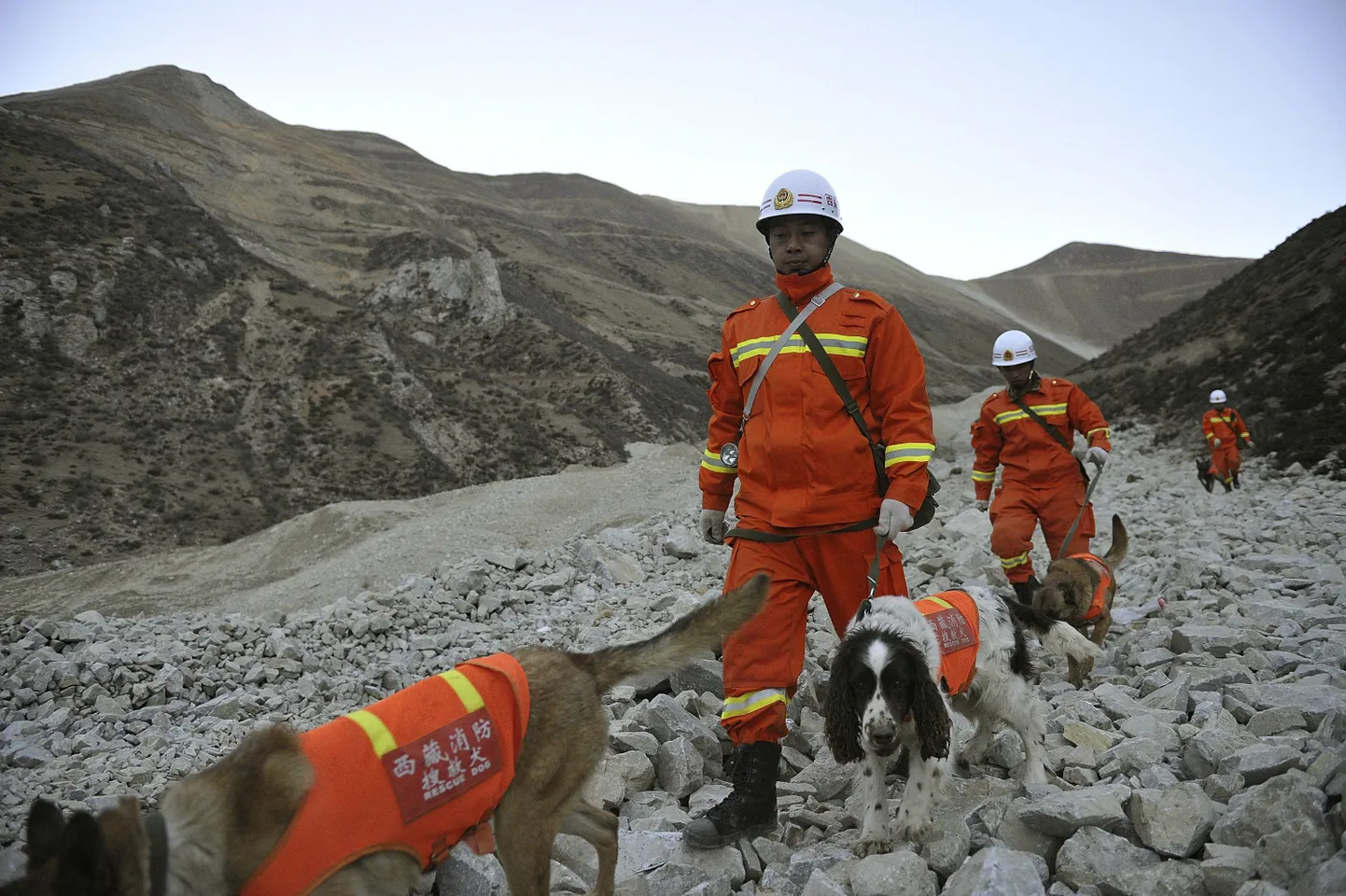 Päästjad otsivad koerte abil Tiibetis varingu alla jäänud kaevureid.