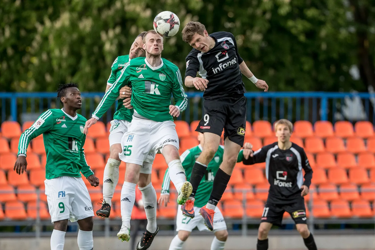 Tallinna Levadia (rohelises) vs Tallinna Infonet.