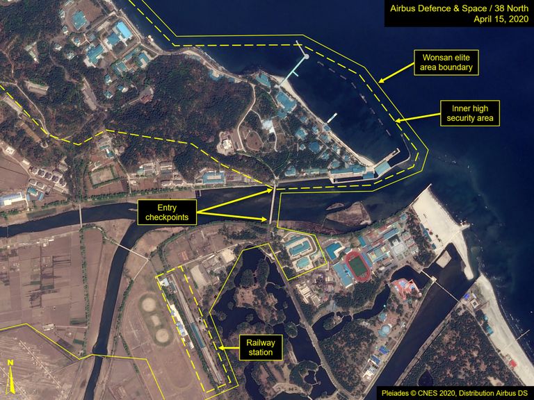 USAs Washingtonis asuva Põhja-Korea jälgimisprogrammi avaldatud satelliidipilt Wonsanist, kus nende andmetel on Põhja-Korea liidri Kim Jong-uni erirong