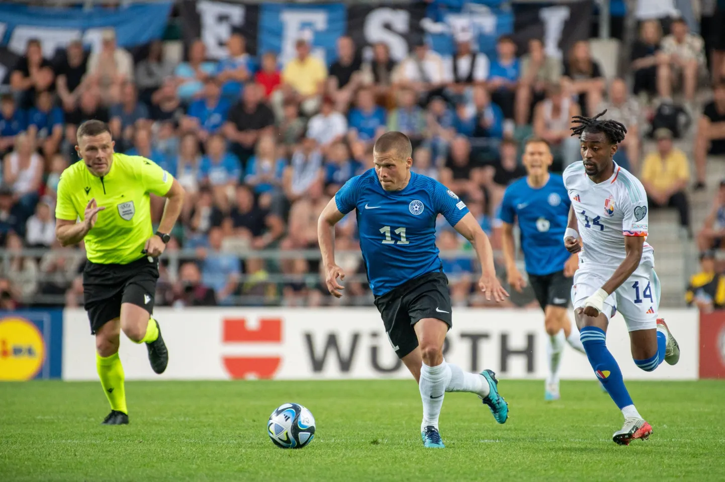 Ojamaa möödunud aastal EM-valikmängus Belgiaga, mida jälgis A. Le Coq Arena tribüünidel pea 12 000 silmapaari.