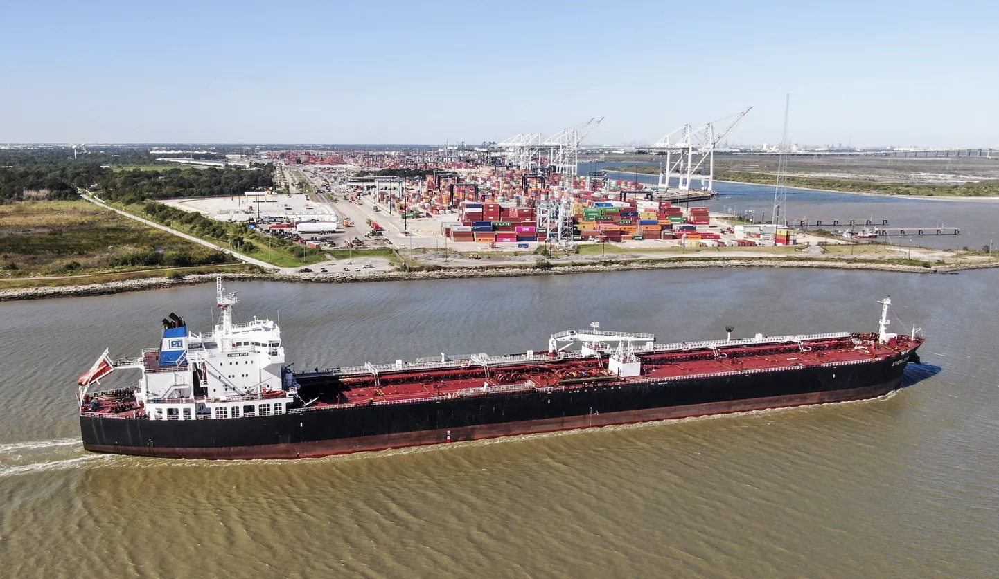 Oil tanker on the Texas, Houston port route. 29th of October 2021.
