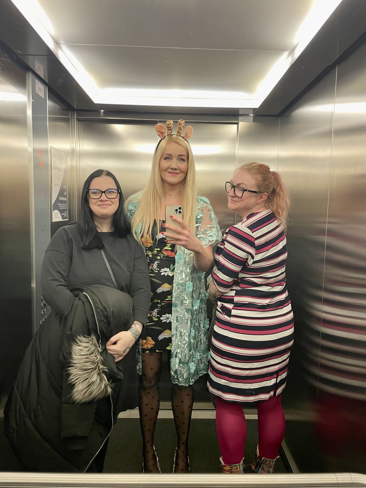 Dagmar Lamp, Kristina Herodes, Heidi Ruul – traditsiooniline naljaselfi liftis