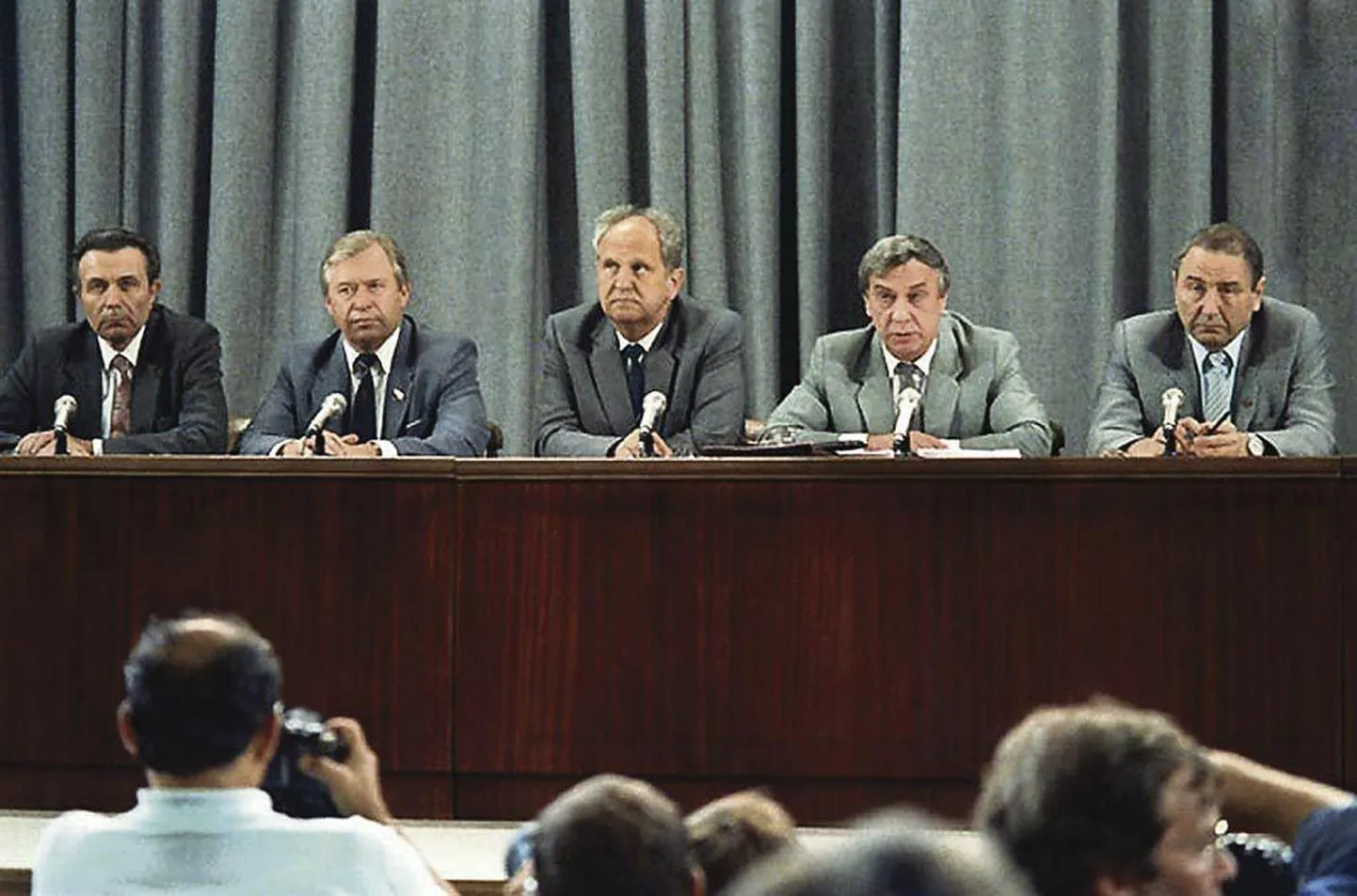 Putšistide pressikonverents 19. augustil 1991 Nõukogude Liidu välisministeeriumis.