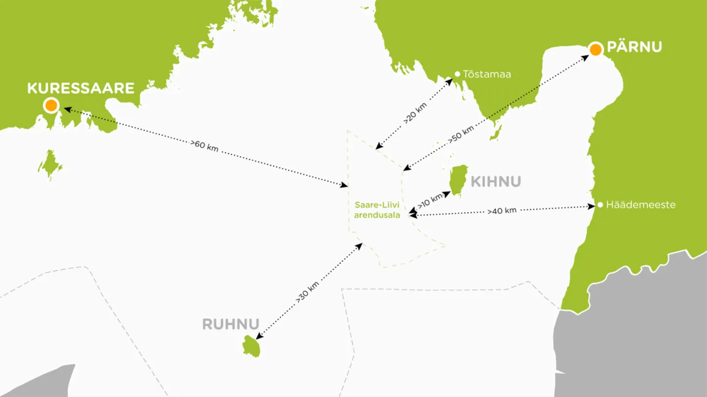 Saare-Liivi meretuulepargi kavandatud asukoht