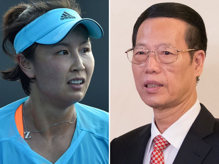 Hiina tennisist Peng Shuai (vasakul) ja Hiina endine asepresident Zhang Gaoli. Tennisist süüdistas poliitikut enda vägistamises