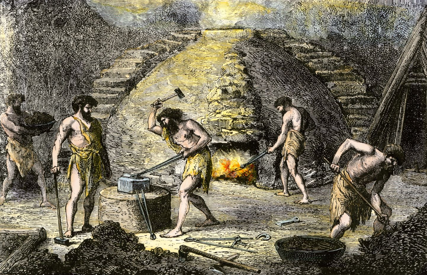 7US-N1-GANC2A-00309 (913825)


ORIGINAL:

Prehistoric people learning ironworking, the start of the Iron Age. Hand-colored woodcut of a 19th-century illustration