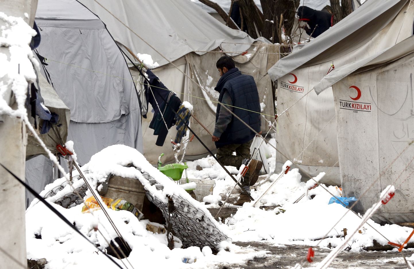 Põgenikelaager Bosnia ja Hertsegoviinas Horvaatia piiri lähistel.