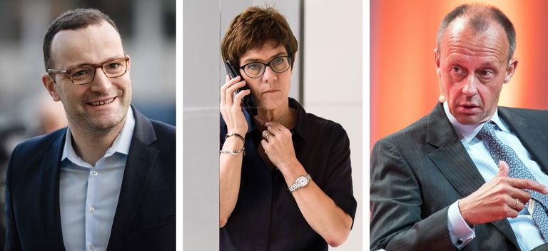 CDU juhivalimiste favoriidid. Vasakult: Jens Spahn, Annegret Kramp-Karrenbauer ja Friedrich Merz.