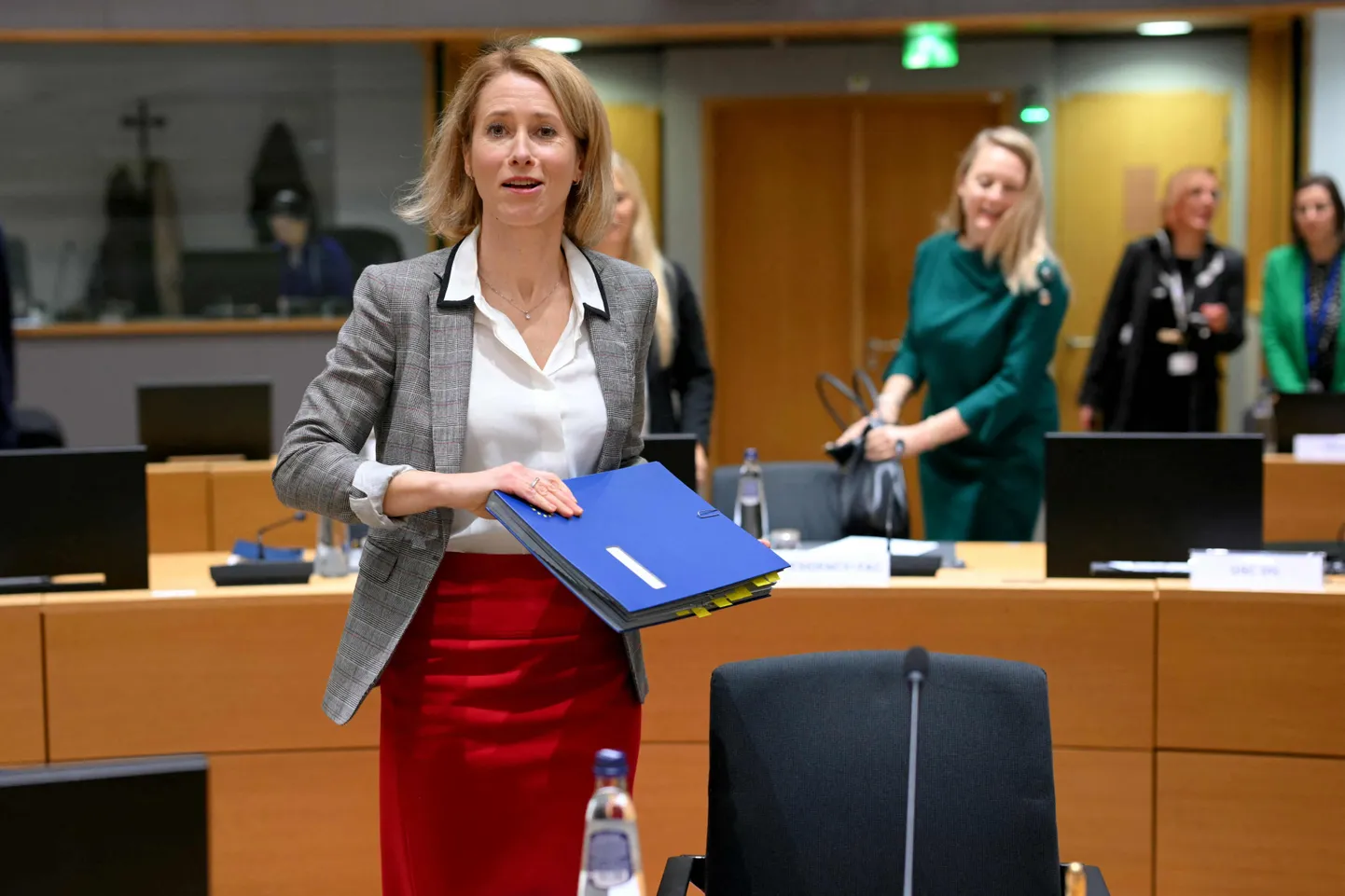 ELi välisasjade ja julgeolekupoliitika kõrge esindaja Kaja Kallas oma esimesel Euroopa Liidu (EL) välisasjade nõukogu istungil Brüsselis  16. detsembril 2024. aastal.