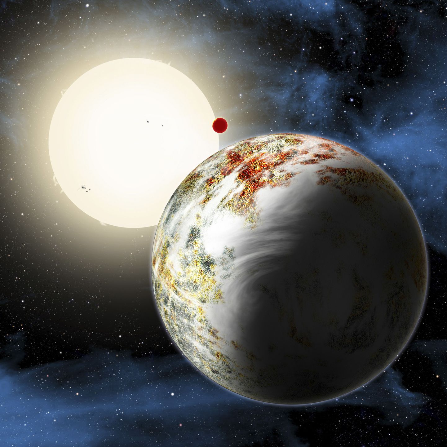 Eksoplaneet Kepler-10C kunstniku nägemuses. Planeediteadlaste värske uuring näitab, et sellistel planeetidel on elukõlbulike tingimuste tekkimine palju ebatõeäosem kui seni arvatud.
