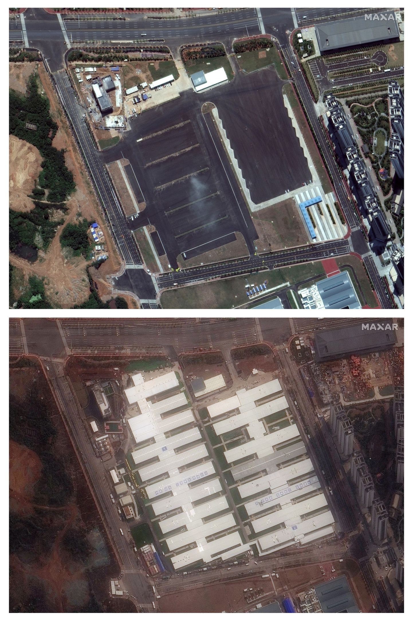 Спутниковое фото больницы Уханя