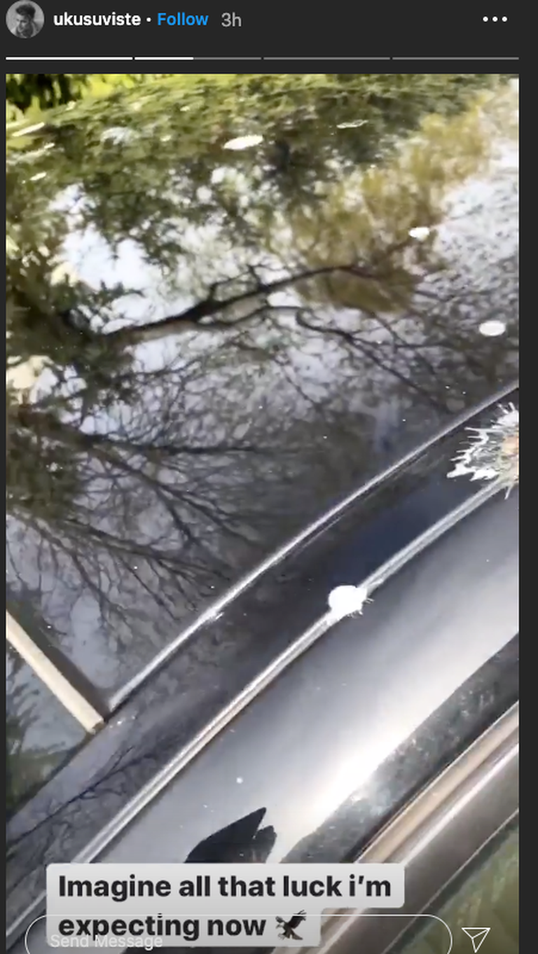 Uku Suviste jagas Instagrami-lugudes kaadreid oma autost, mis oli lindude märklauaks saanud.