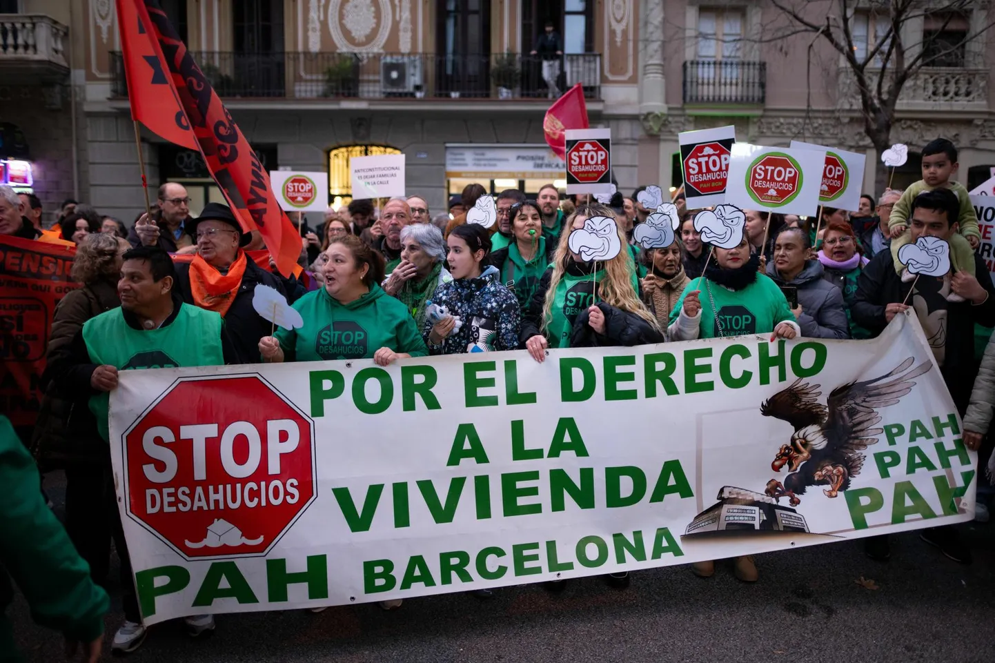 23. jaanuari meeleavaldus Barcelonas inimeste kodudest väljatõstmise vastu.