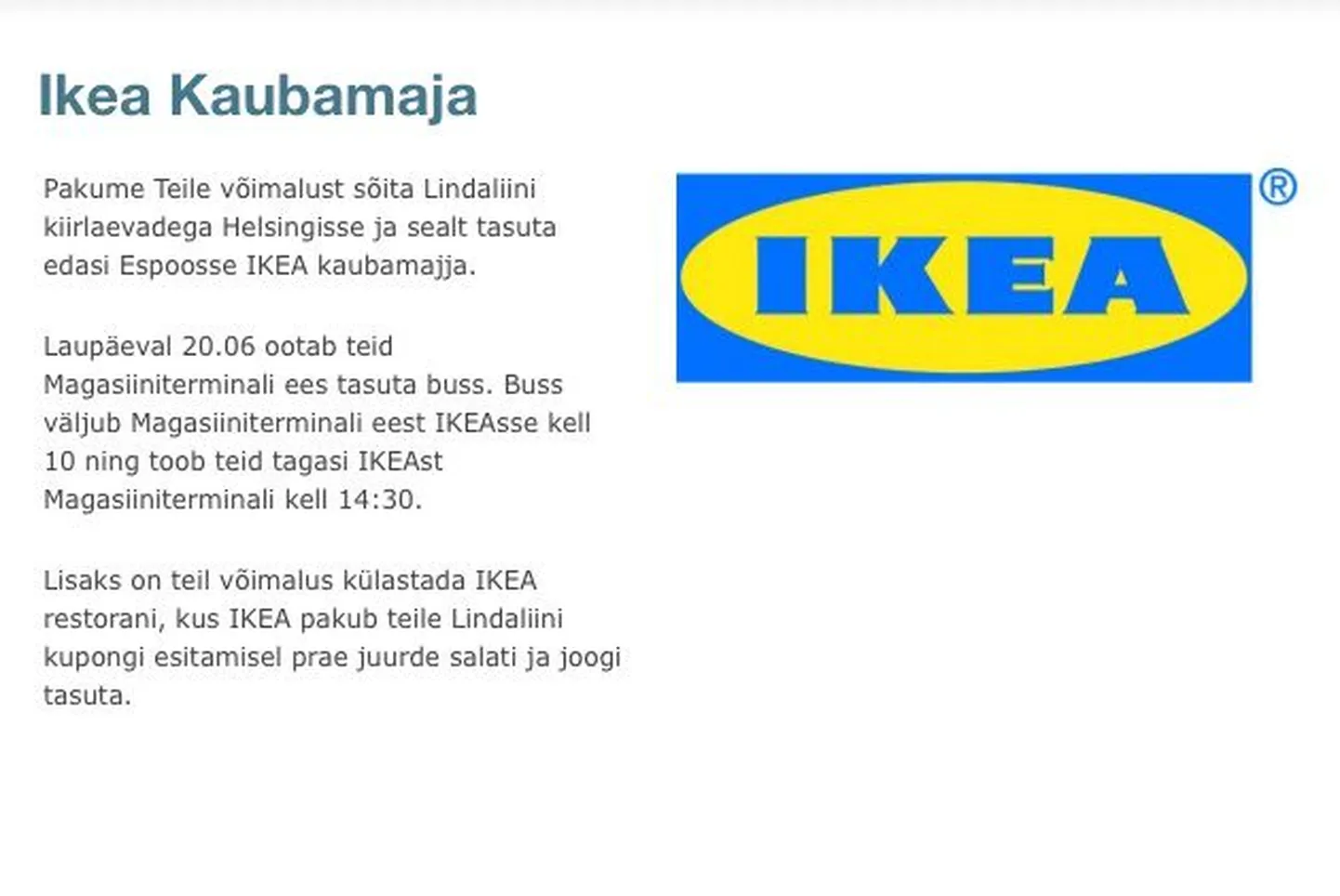 Fragment Linda Line'i veebilehelt.