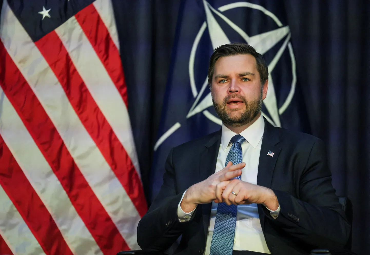 USA asepresident J.D. Vance 14. veebruaril 2025 Saksamaal Münchenis kohtumisel NATO peasekretäri Mark Ruttega