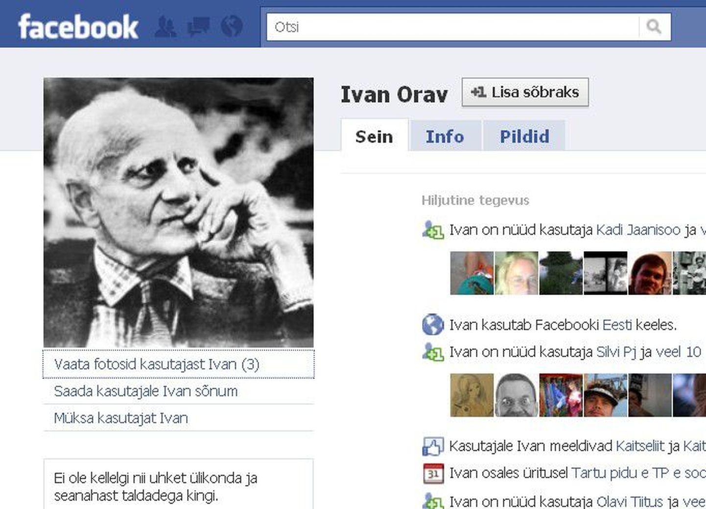 Ivan Orav tegutseb Facebookis