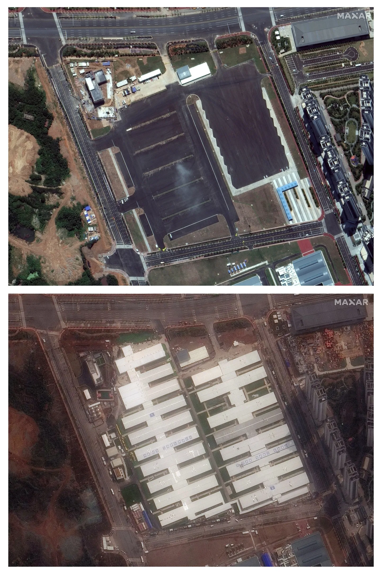 Спутниковое фото больницы Уханя