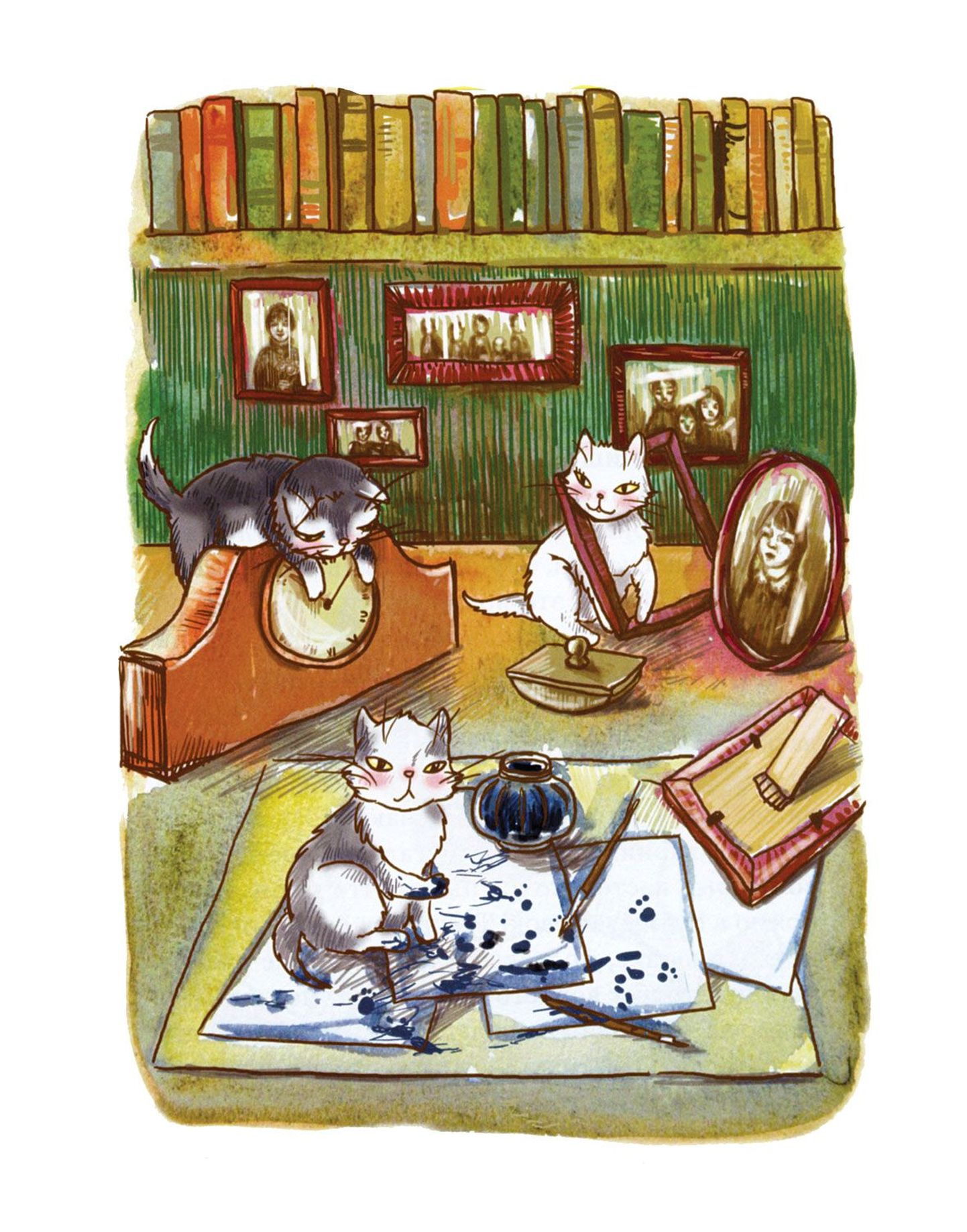Три котенка могут превратить ваш кабинет в невесть что за считанные минуты (иллюстрация к повести Карла Ристикиви «Непоседы»).