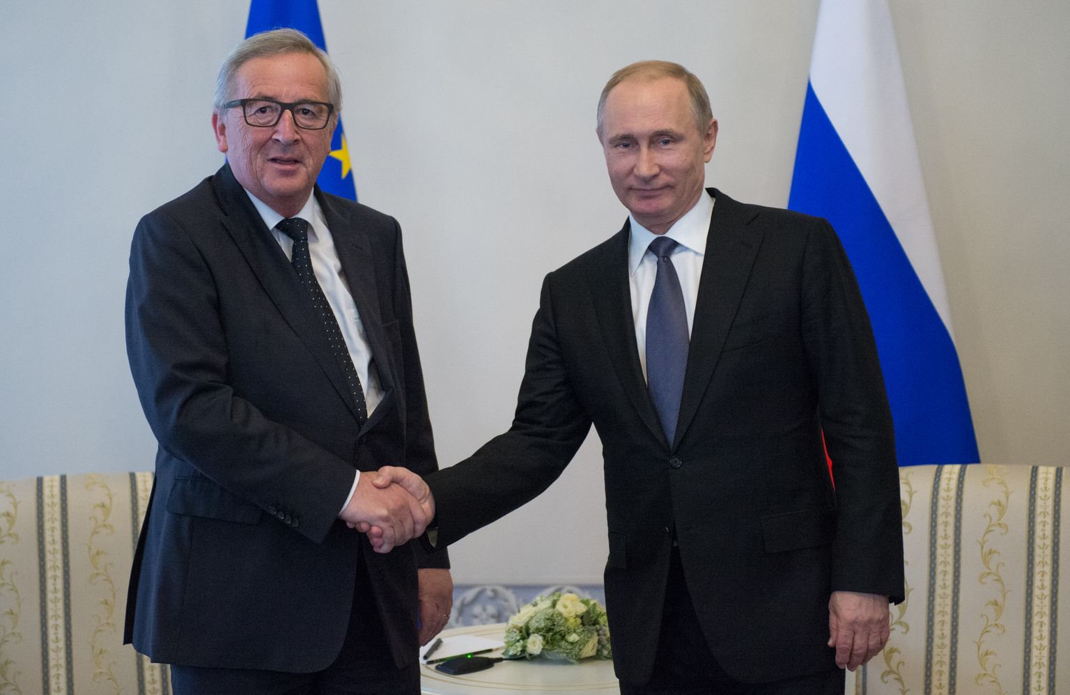 Jean-Claude Juncker ja Vladimir Putin 2016. aasta juunis Peterburis.