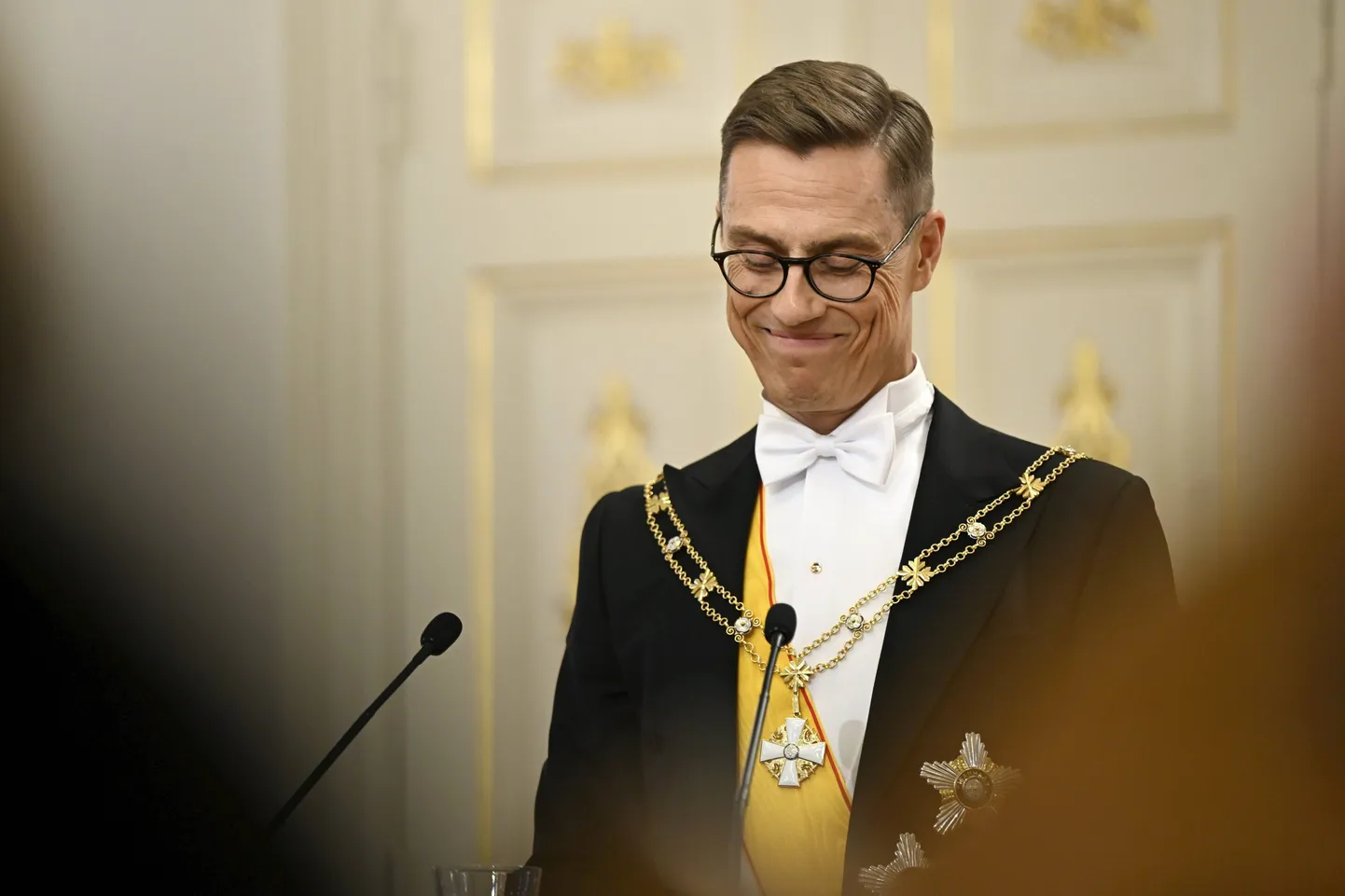 Soome president Alexander Stubb 1. märtsil 2024 Helsingis presidendipalees oma esimesel pressikonverentsil