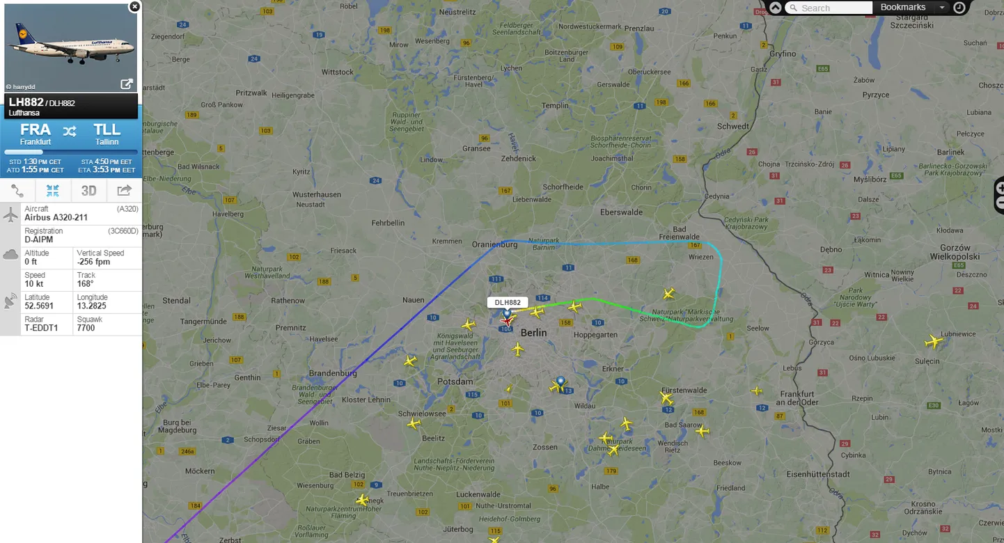 Скриншот с Flightradar.