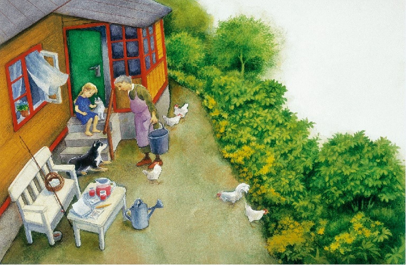 Ilon Wiklandi illustratsioon raamatule «Minu vanaema majas».