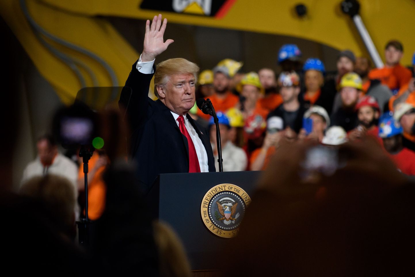 USA president Donald Trump esinemas neljapäeval tööstustöölistele Ohio osariigis Richfieldis.