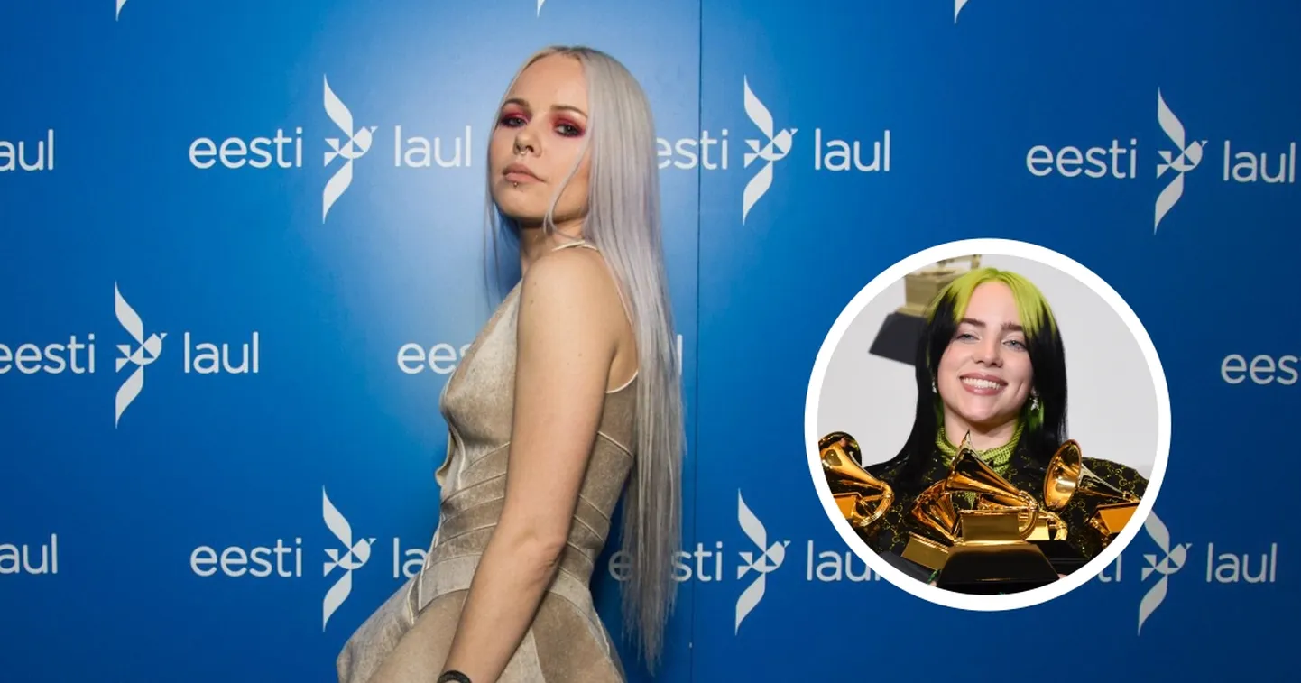 Eesti laulja Kerli Kõiv ja USA popartist Billie Eilish (ringis).