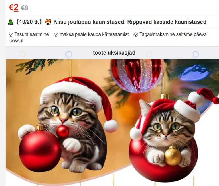 Välismaises veebipoes müügil olevad kuuseehted.