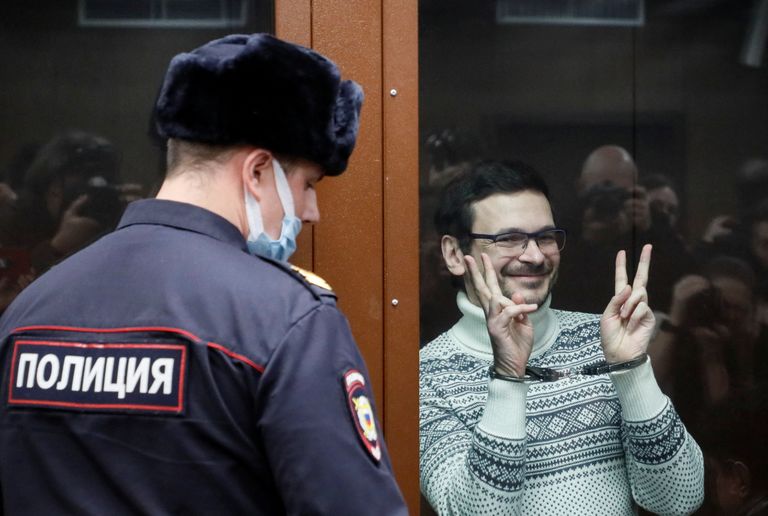 Илья Яшин во время вынесения приговора в Мещанском суде Москвы, 9 декабря 2022.
