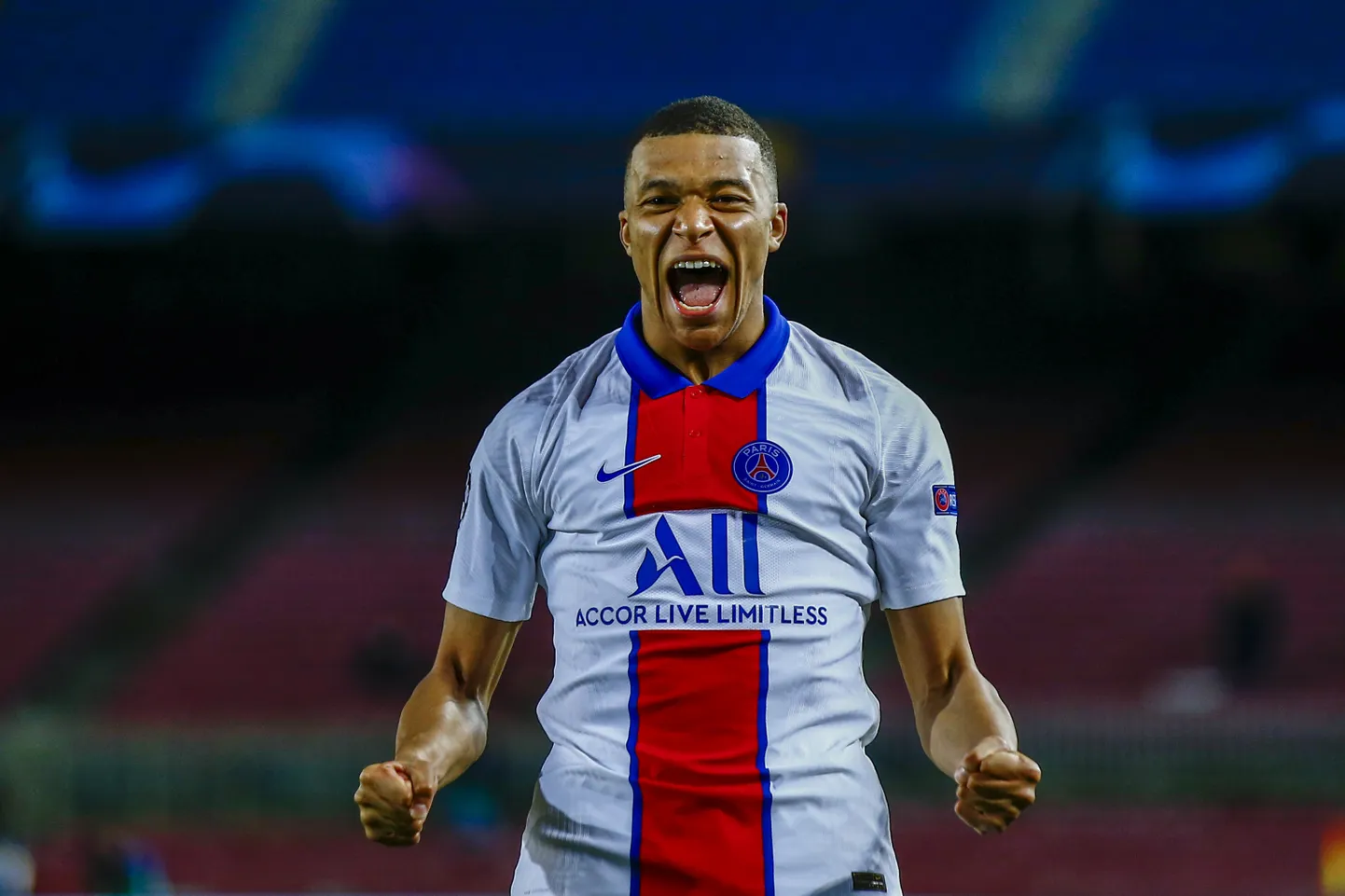 Kylian Mbappe lõi Barcelona vastu kolm väravat ehk kübaratriki.