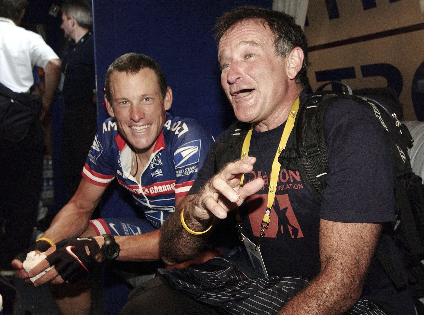 Rattur Lance Armstrong (vasakul) ja Robin Williams.