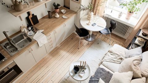 Галерея: хороший шведский пример дизайна интерьера микроквартиры