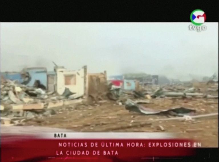 Purustatud hooned pärast sõjaväebaasi plahvatusi Ekvatoriaal-Guineas 7. märts 2021. 