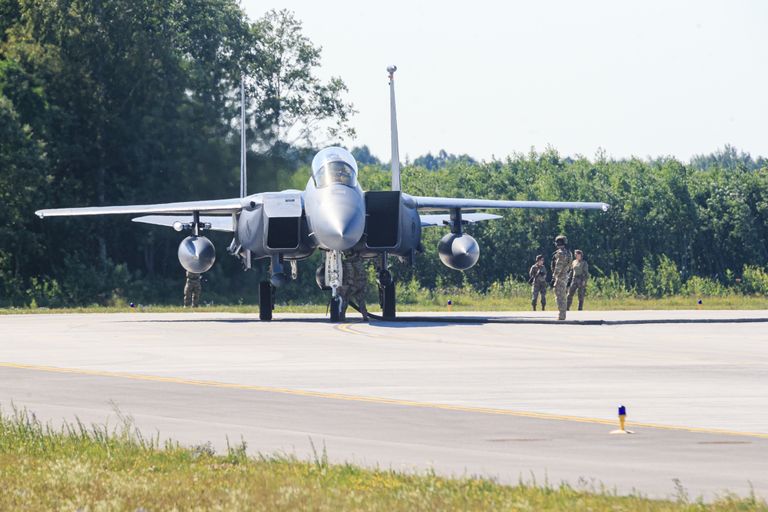 F-15E hävitaja Ämari lennubaasis.