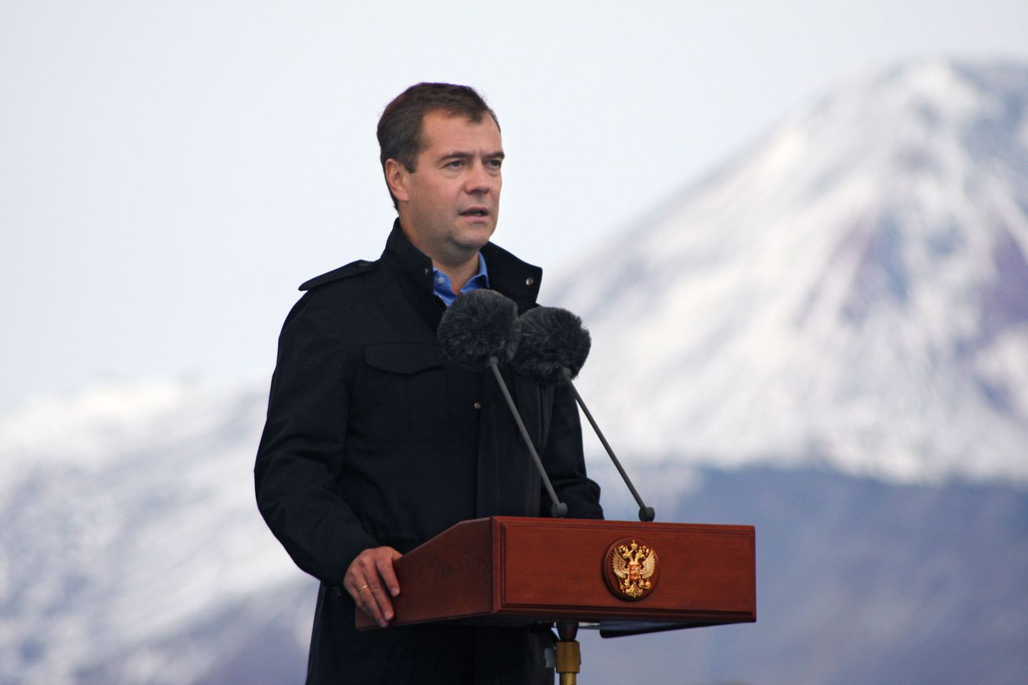 Vene president Dmitri Medvedev eile Kamtšatka poolsaarel.