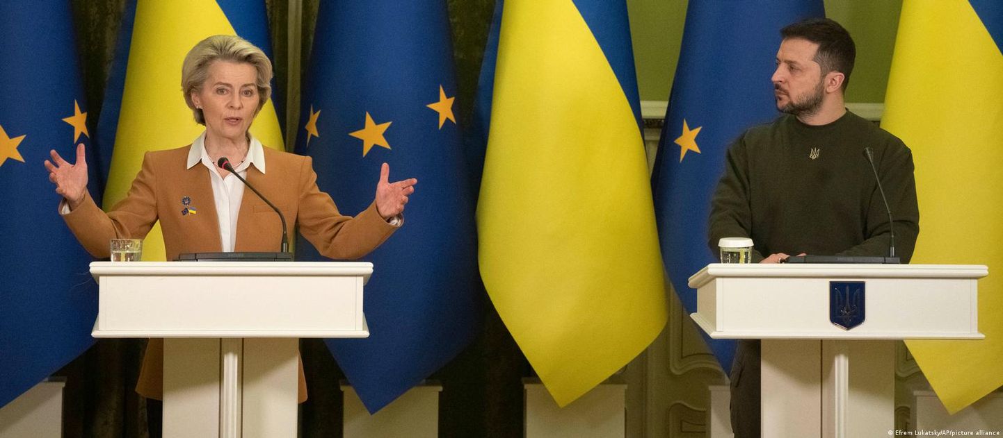 Председатель Еврокомиссии Урсула фон дер Ляйен и президент Украины Владимир Зеленский.