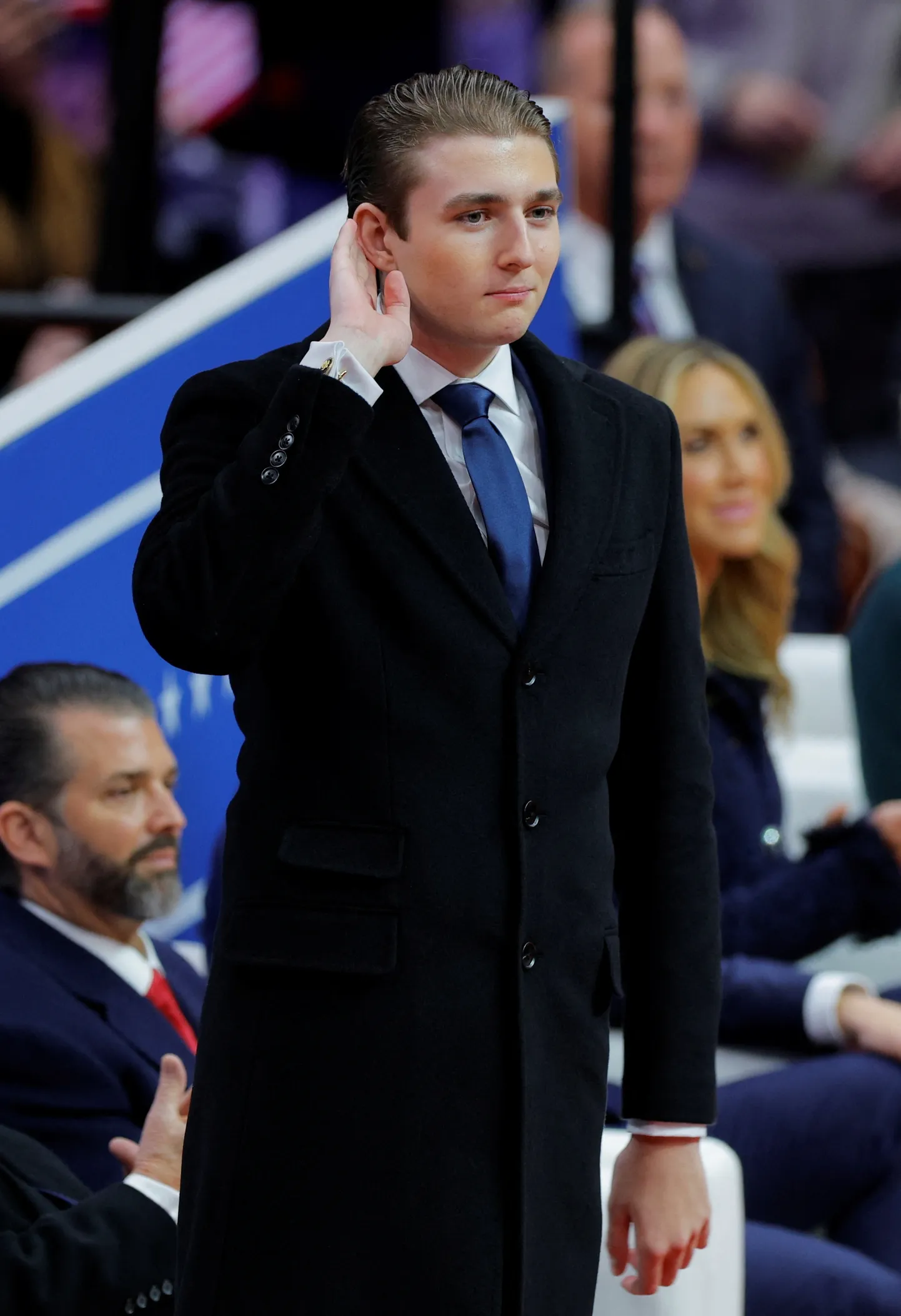 Barron Trump 20. jaanuaril 2025 USA presidendi Donald Trumpi, kes on ta isa, ametivande andmisel Washingtonis Capital One Arenal