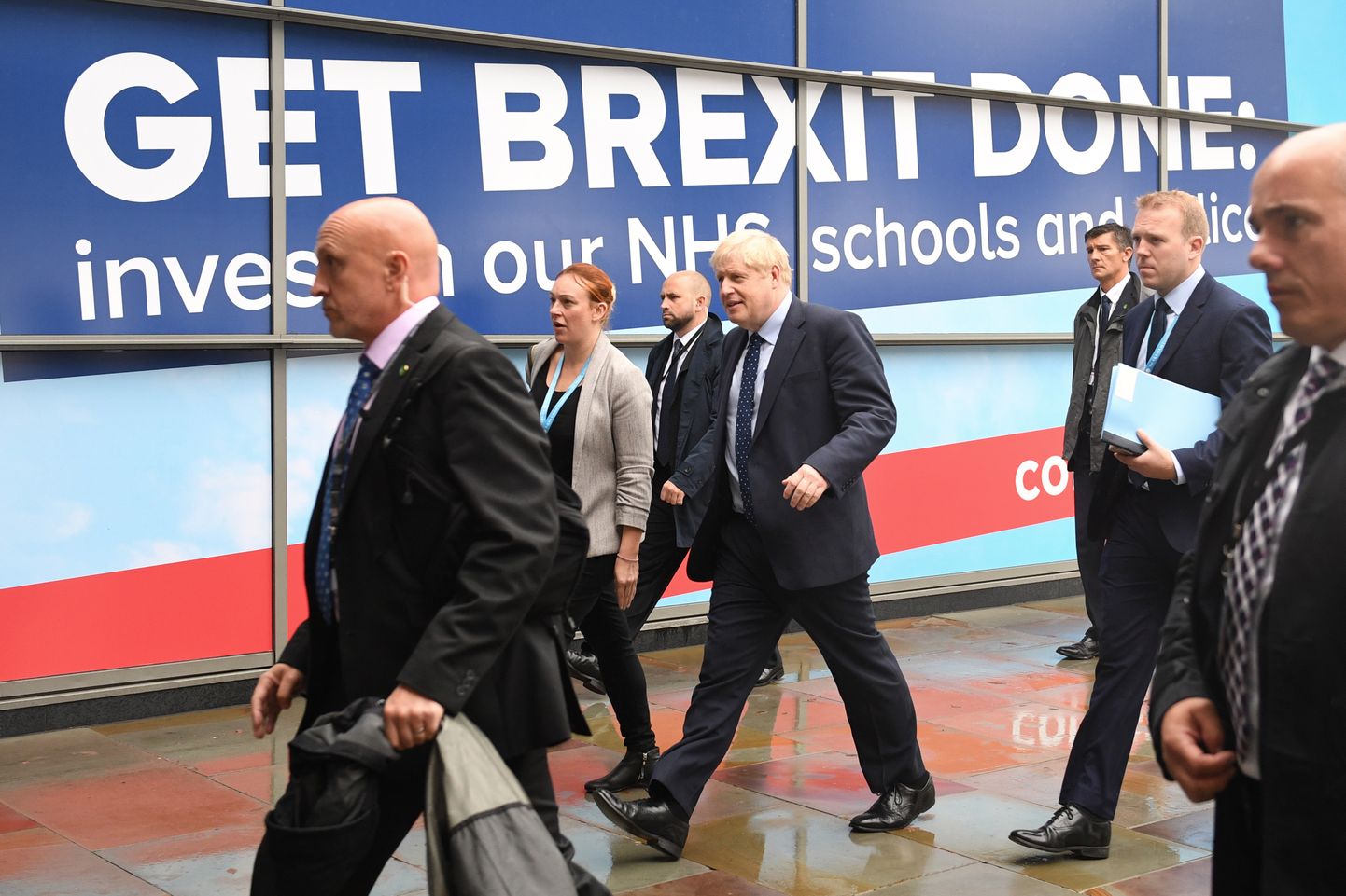 Briti peaminister Boris Johnson saabumas konservatiivide aastakongressile Manchesteris.