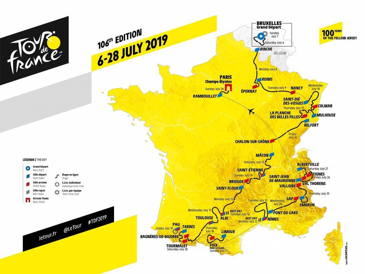 "Tour de France" 2019 karte