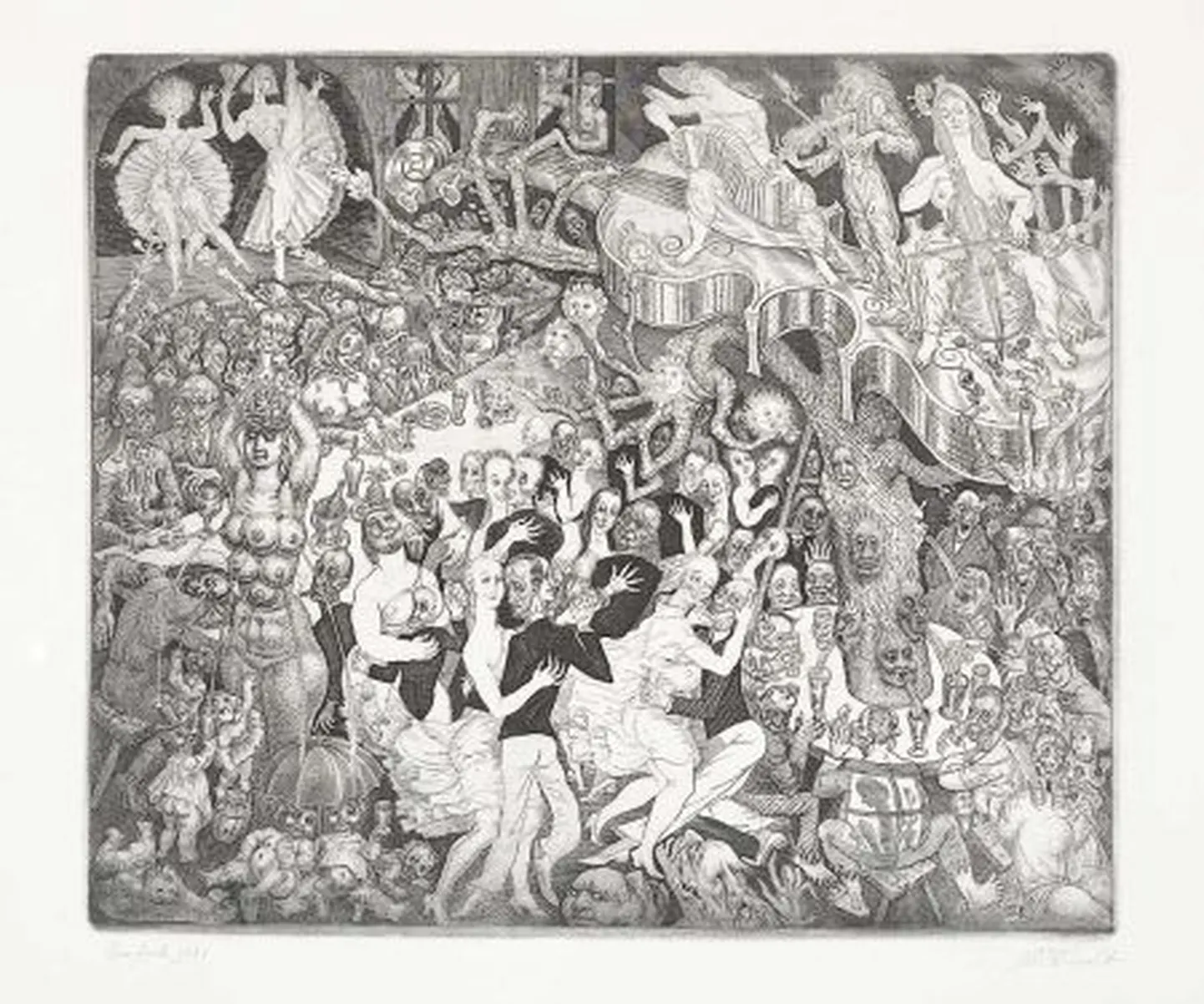 Офорт Эдуарда Вийральта "Кабаре" ("Танец жизни") 1931 года - одно из произведений, которoе якобы украли у Рохтсаара.