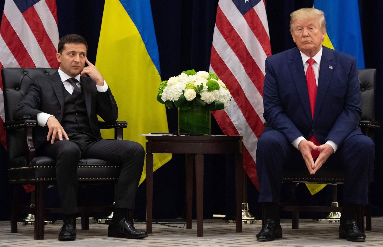 Ukraina president Volodõmõr Zelenskõi ja USA riigipea Donald Trump septembris ÜRO peakorteris New Yorgis. 