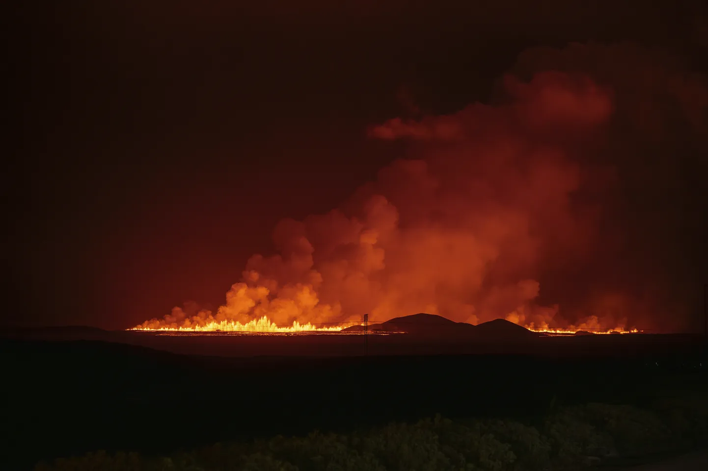 Vulkaanipurse Islandil Grindavíki lähedal 22. augustil 2024.