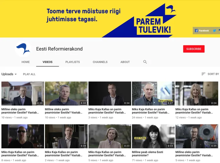 Reformierakonnal on palju värskeid videoid, aga jääb segaseks, miks kasutaja neid kõiki järgemööda vaatama peaks.