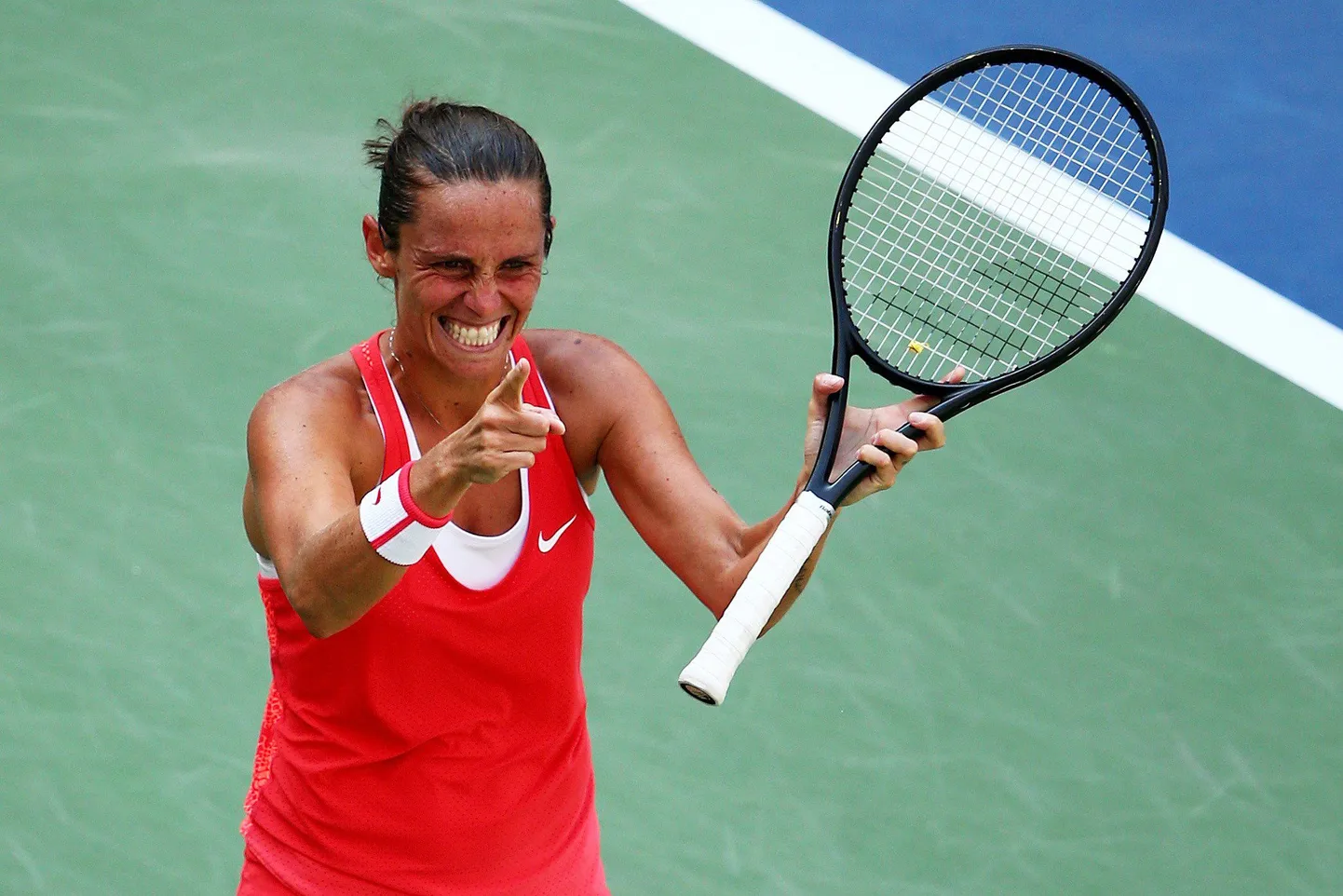Roberta Vinci võidu üle rõõmustamas.